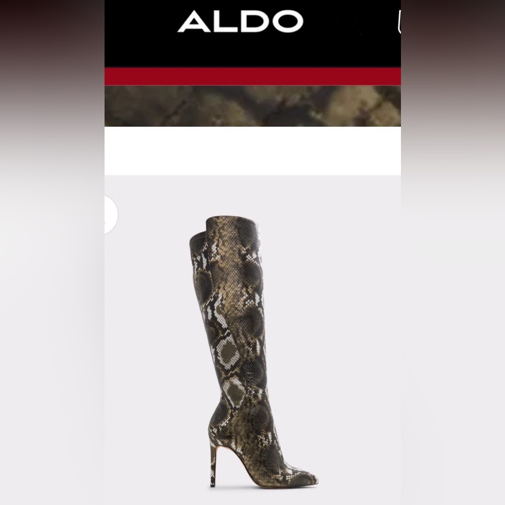 Aldo Brown Snake Pattern Heeled Boots